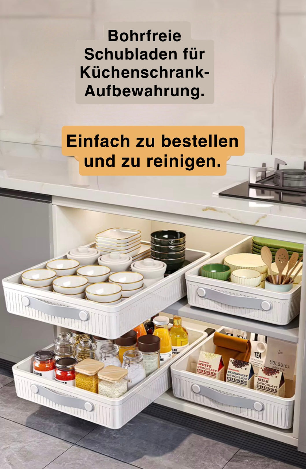 Küchen-Schublade mit Schienenführung