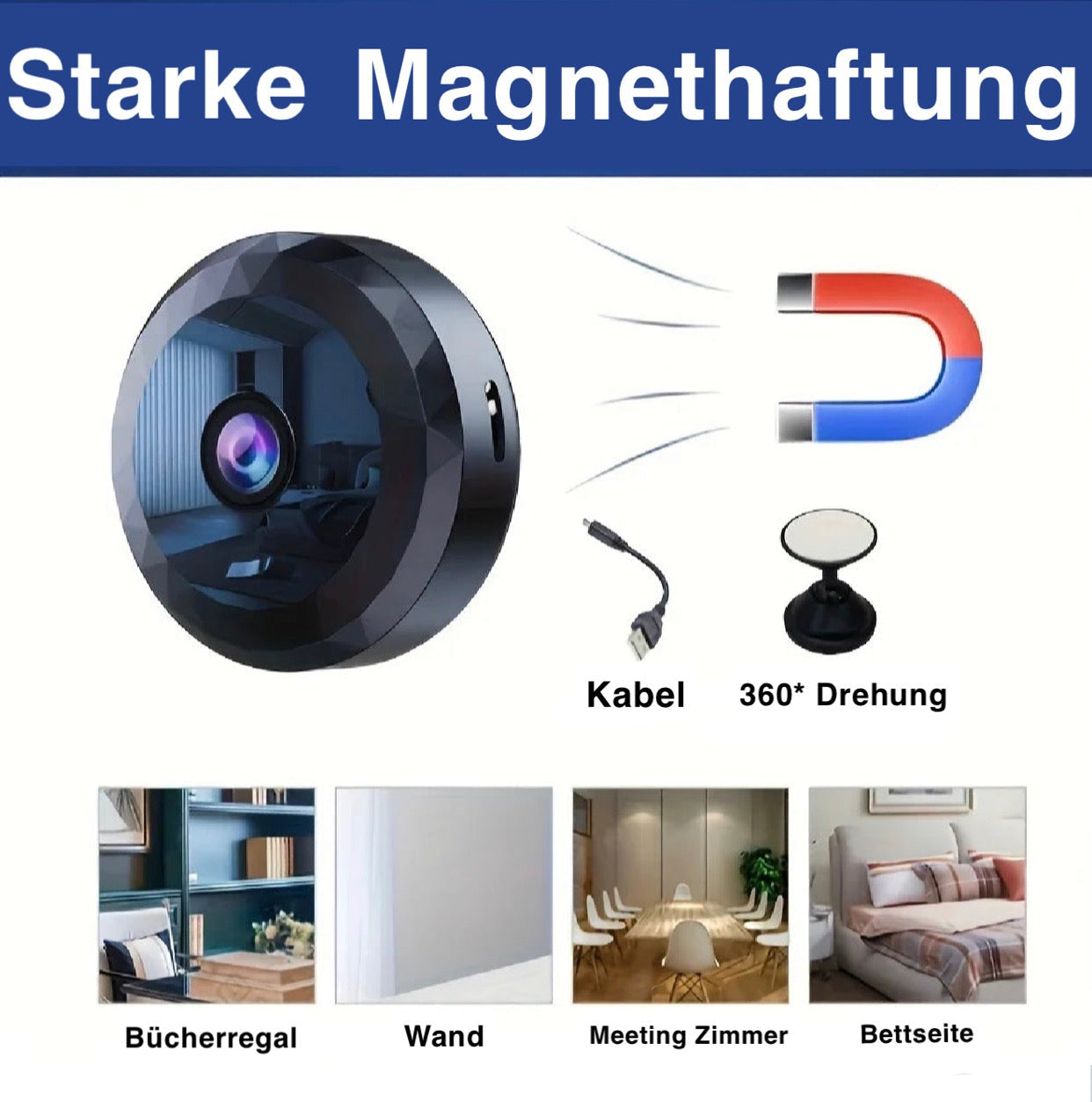 Kabellose Mini-WLAN Überwachungskamera mit Nachtsicht